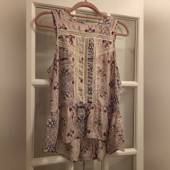 RAGA Paisley Like Design Lace Front Blouse With Ruffle Hem - Cream & Black - Picture 3 of 8